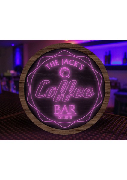 Kişiye Özel LED Işıklı Yuvarlak Bar Tabelası, Işıklı Tabela, Bar Dekorasyonu, Duvar Dekoru, Home Bar Tabela-16