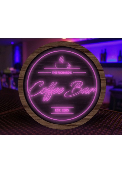 Kişiye Özel LED Işıklı Yuvarlak Bar Tabelası, Işıklı Tabela, Bar Dekorasyonu, Duvar Dekoru, Home Bar Tabela-14