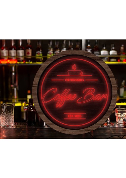 Kişiye Özel LED Işıklı Yuvarlak Bar Tabelası, Işıklı Tabela, Bar Dekorasyonu, Duvar Dekoru, Home Bar Tabela-14