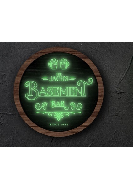 Kişiye Özel LED Işıklı Yuvarlak Bar Tabelası, Işıklı Tabela, Bar Dekorasyonu, Duvar Dekoru, Home Bar Tabela-12