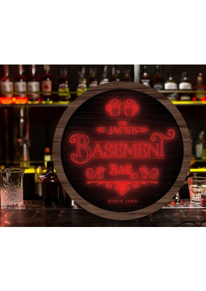 Kişiye Özel LED Işıklı Yuvarlak Bar Tabelası, Işıklı Tabela, Bar Dekorasyonu, Duvar Dekoru, Home Bar Tabela-12