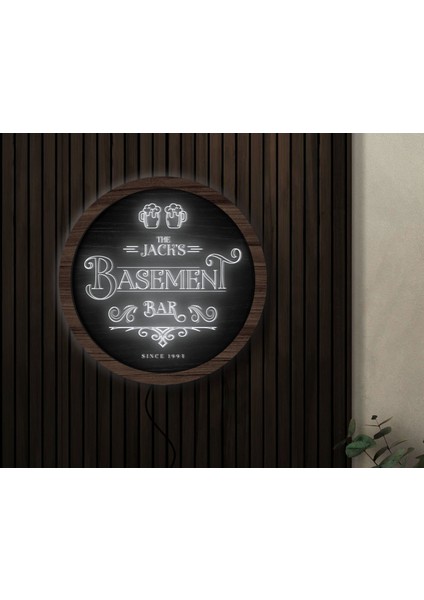 Kişiye Özel LED Işıklı Yuvarlak Bar Tabelası, Işıklı Tabela, Bar Dekorasyonu, Duvar Dekoru, Home Bar Tabela-12