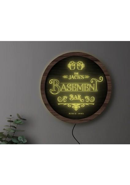 Kişiye Özel LED Işıklı Yuvarlak Bar Tabelası, Işıklı Tabela, Bar Dekorasyonu, Duvar Dekoru, Home Bar Tabela-12