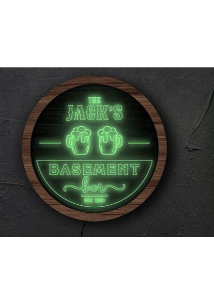 Kişiye Özel LED Işıklı Yuvarlak Bar Tabelası, Işıklı Tabela, Bar Dekorasyonu, Duvar Dekoru, Home Bar Tabela-10