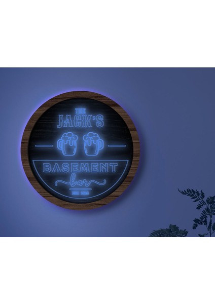 Kişiye Özel LED Işıklı Yuvarlak Bar Tabelası, Işıklı Tabela, Bar Dekorasyonu, Duvar Dekoru, Home Bar Tabela-10