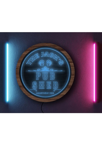 Kişiye Özel LED Işıklı Yuvarlak Bar Tabelası, Işıklı Tabela, Bar Dekorasyonu, Duvar Dekoru, Home Bar Tabela-26