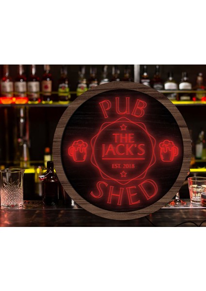 Kişiye Özel LED Işıklı Yuvarlak Bar Tabelası, Işıklı Tabela, Bar Dekorasyonu, Duvar Dekoru, Home Bar Tabela-28