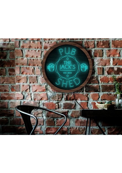 Kişiye Özel LED Işıklı Yuvarlak Bar Tabelası, Işıklı Tabela, Bar Dekorasyonu, Duvar Dekoru, Home Bar Tabela-28