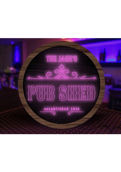 Kişiye Özel LED Işıklı Yuvarlak Bar Tabelası, Işıklı Tabela, Bar Dekorasyonu, Duvar Dekoru, Home Bar Tabela-24