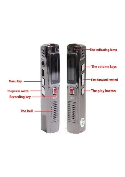 Hs-26 Profesyonel Dijital Ses Kayıt Cihazı 16 GB Mp3 Çalar LCD Ekran