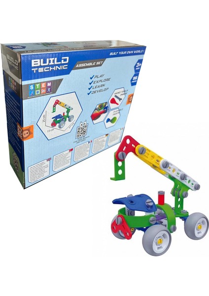 Build Technic Set, 96 Parça Tak-Sök Vinç Block Yapı Seti