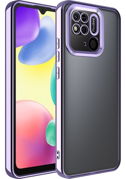 Xiaomi Poco C40 Kılıf Logo Gösteren Kamera Korumalı Silikon Mor