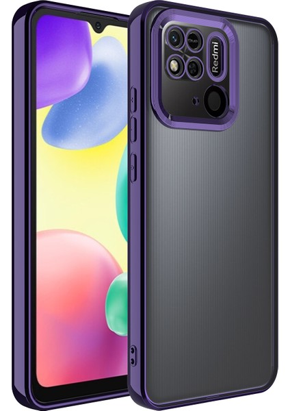 Xiaomi Poco C40 Kılıf Logo Gösteren Kamera Korumalı Silikon Derin Mor