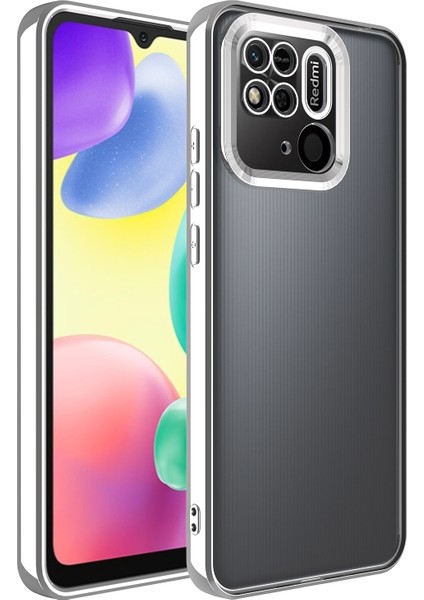 Casestreet Xiaomi Poco C40 Kılıf Logo Gösteren Kamera Korumalı Silikon Gümüş