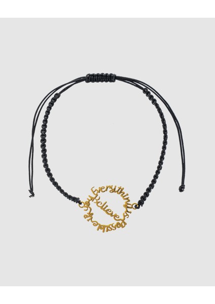 925 Ayar Gümüş 18K Altın Kaplama "Believe Everything is Possible" Bileklik