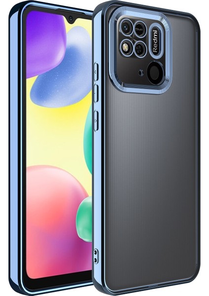 Casestreet Xiaomi Poco C40 Kılıf Logo Gösteren Kamera Korumalı Silikon Mavi
