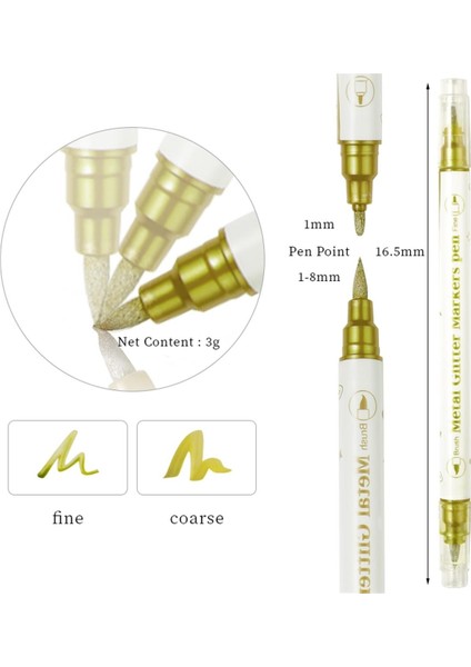 Çift Taraflı Glitter Metallic Color Nail Art Graffiti Kalem (55334-02) fiyatları