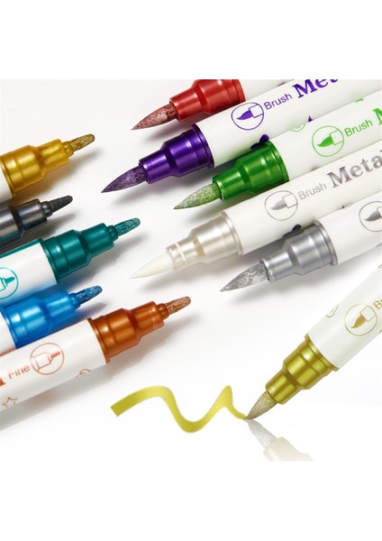 Çift Taraflı Glitter Metallic Color Nail Art Graffiti Kalem (55334-02) fırsatları