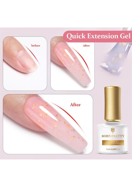 7ml Gold Flakes Glitter Quick Building Gel SGE04 (55453)