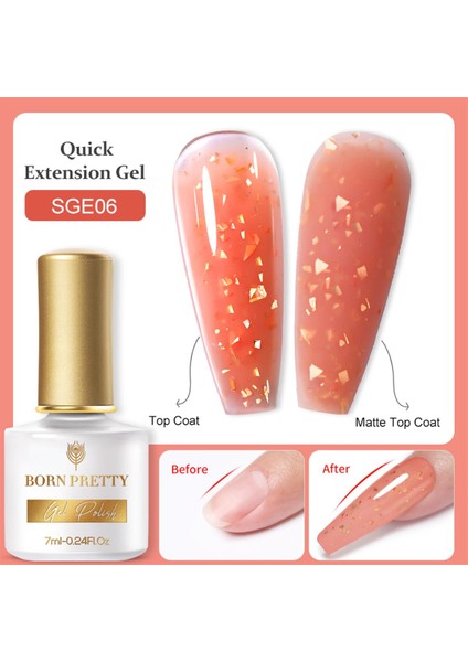 7ml Gold Flakes Glitter Quick Building Gel SGE06 (55453)