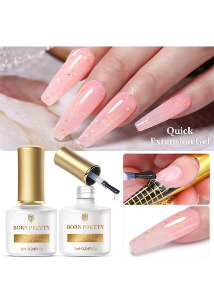 7ml Gold Flakes Glitter Quick Building Gel SGE06 (55453)