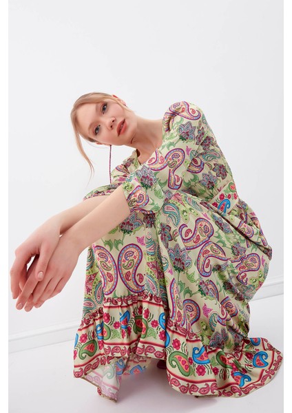 Etnik Desen Uzun Elbise fiyatları