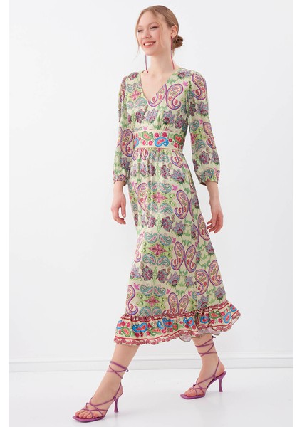 Etnik Desen Uzun Elbise modelleri