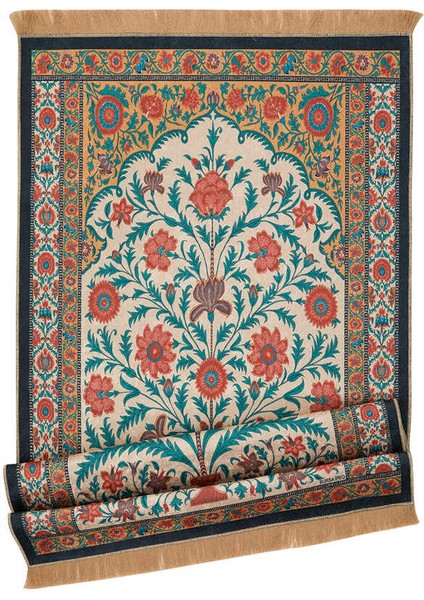 Gold Kadife Halı Seccade 65x115 cm Klasik Desen, Kolay Temizlenir ve Şık Kullanım fırsatları