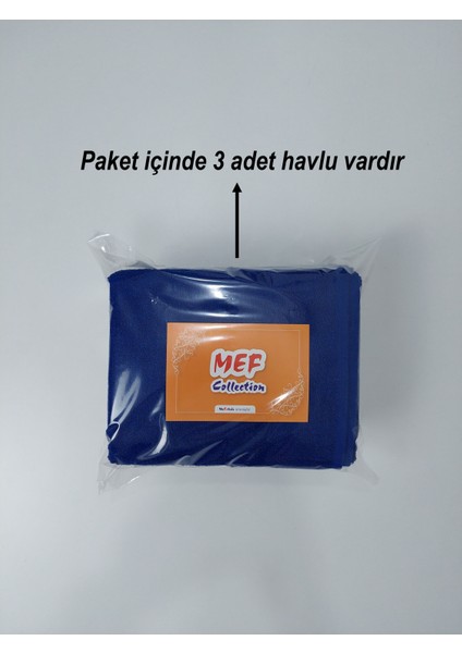 3'lü Royal Mavi Pamuklu Berber Havlusu Kuaför Havlusu - 50x90 cm - Su Çekici ve Dayanıklı