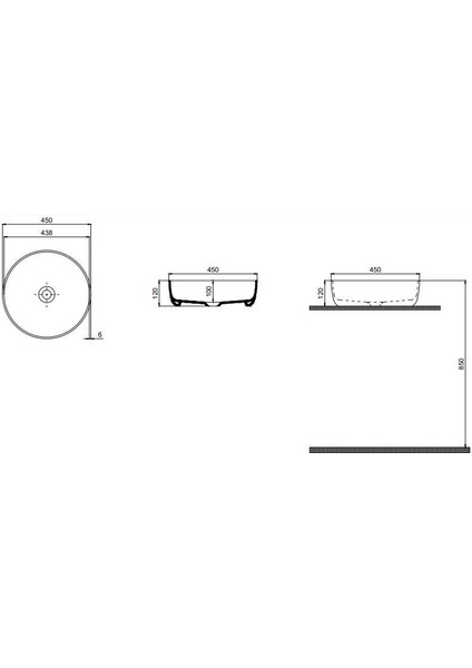 Bath Round Line Tezgah Üstü Lavabo 45