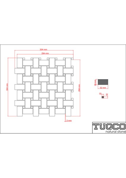 Doğaltaş Basket Weave Gümüş - Füme Emperador Honlu Merme Mozaik