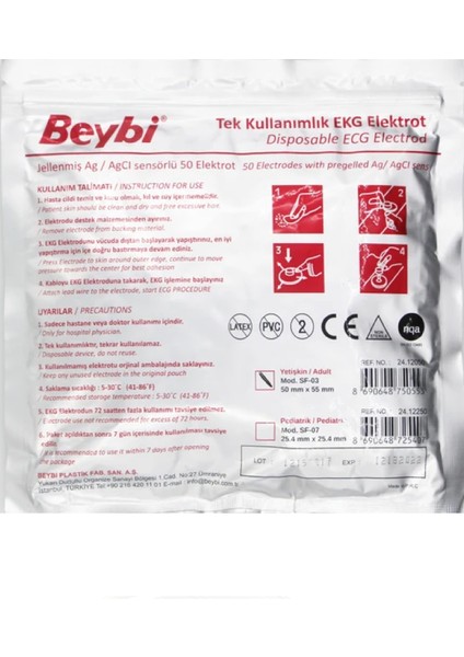 Ekg Elektrot Yetişkin 4 Paket 200 Adet