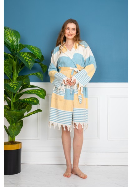 Metis Pamuk Peştamal Bornoz - Dawn Sarı/mavi - L fiyatları