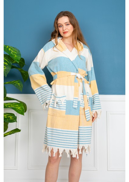 Metis Pamuk Peştamal Bornoz - Dawn Sarı/mavi - L modelleri