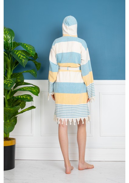 Metis Pamuk Peştamal Bornoz - Dawn Sarı/mavi - L indirimleri