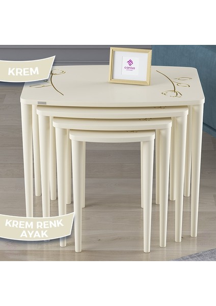 Concept Katre Serisi Mdf 4 Lü Gül Desenli Zigon Sehpa Takımı fiyatları