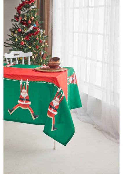 Kırmızı Noel Baba Yılbaşı Christmas Yemek Masa Örtüsü