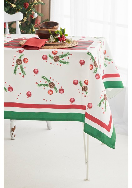 Kırmızı Kozalak Yılbaşı Christmas Yemek Masa Örtüsü fırsatları