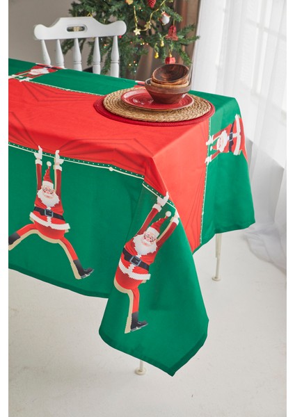 Kırmızı Noel Baba Yılbaşı Christmas Yemek Masa Örtüsü