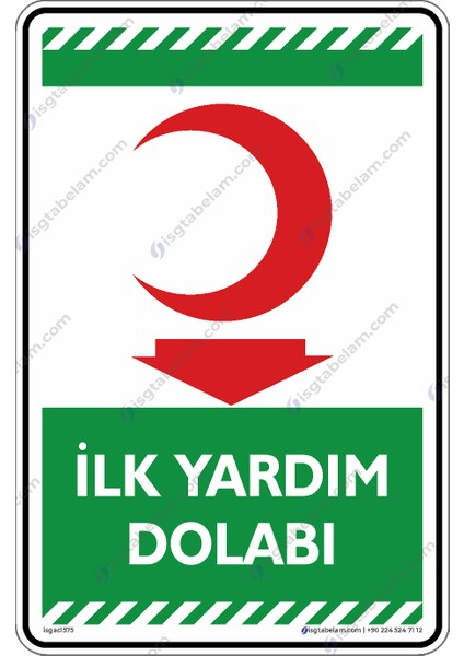 Ilk Yardım Dolabı Aşağı Ok/25x35cm/Etiket
