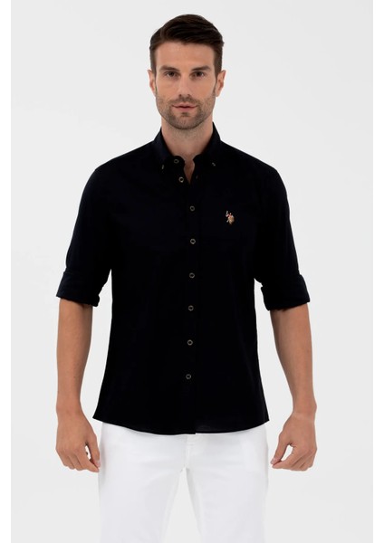 Slim Fit Uzun Kollu Siyah Erkek Gömlek 157169510