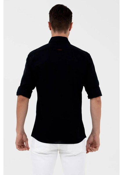 Slim Fit Uzun Kollu Siyah Erkek Gömlek 157169510 modelleri