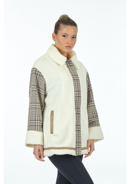 Oversize Midi Kaban - Peluş & Kareli Günlük Kaban modelleri