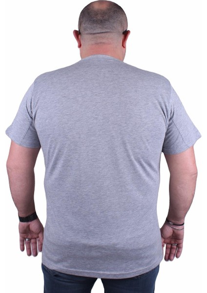 Mocgrande Büyük Beden Erkek Baskılı Tişört Black 23127 Gri Melanj fiyatları