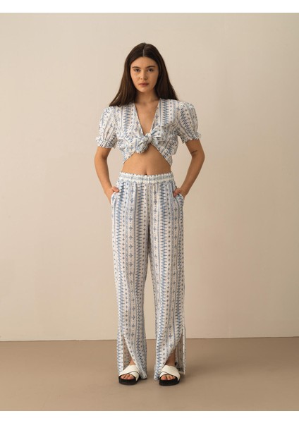 %100 Keten Oversize Pantolon