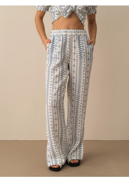 %100 Keten Oversize Pantolon