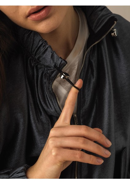 Oversize Fermuarlı Ceket