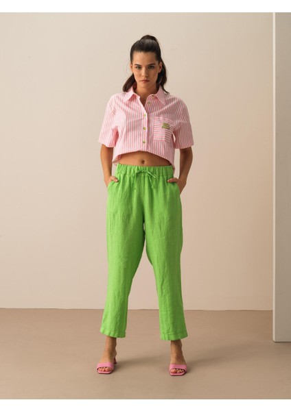 %100 Keten Regular Fit Pantolon
