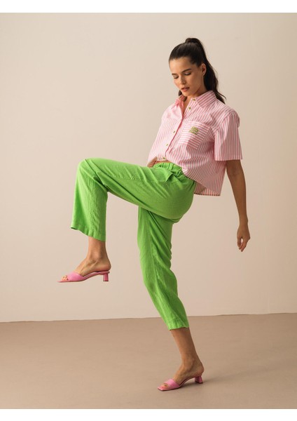 %100 Keten Regular Fit Pantolon