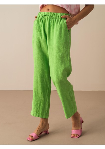 %100 Keten Regular Fit Pantolon